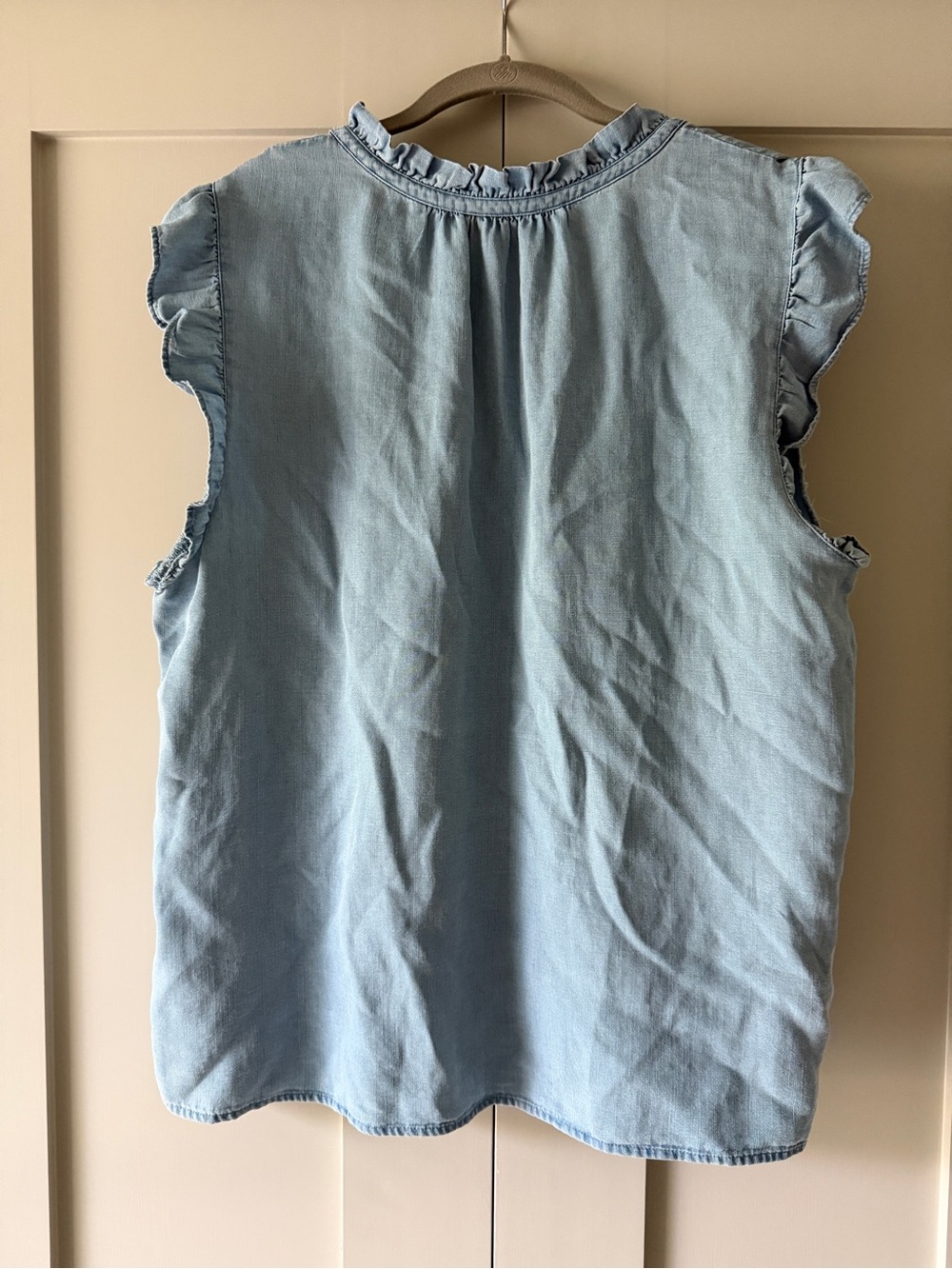 Loft Chambray Ruffle Sleeve Top - Picture 2 of 3